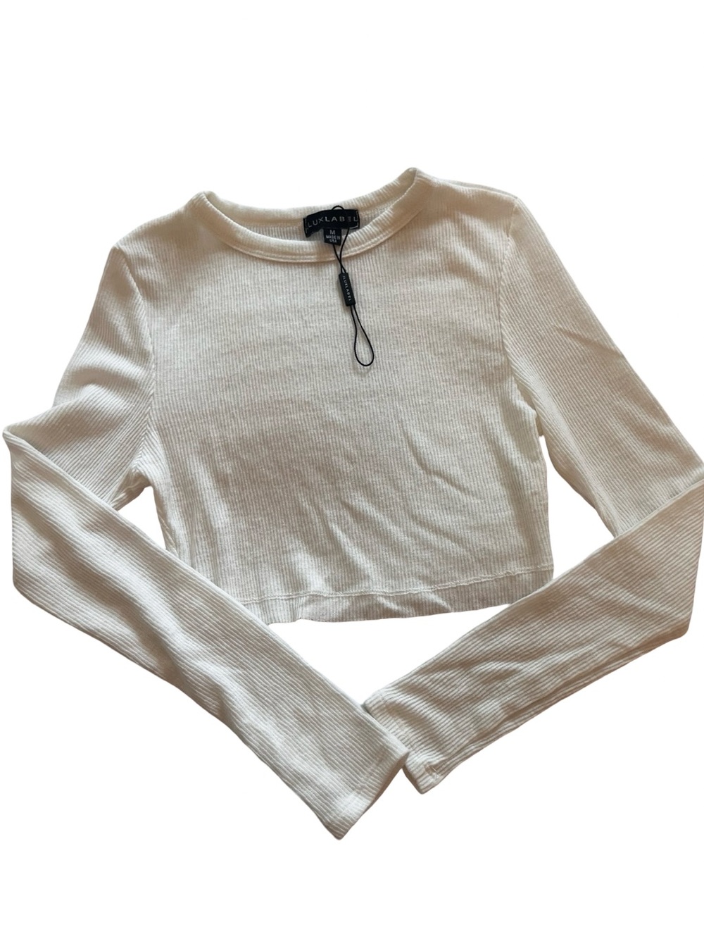 JLUXLABEL Cream Long-Sleeve Cropped Tee